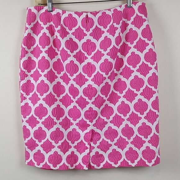 Talbot's Pink and White Textured Geometric Print Pencil Skirt Size 14P - Picture 6 of 9